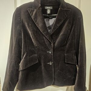 Body By Victoria's Secret Sleek Stylish Dark Black Velvet Button Closure Blazer